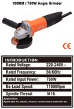 100mm - 230mm / 750W - 2350W / 220V Electric Angle Grinder