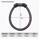 640 x 18mm 5 Digit Combination Bicycle Cable Lock