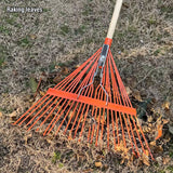 Flexible Lawn Rake 24Teeth Wood Handle