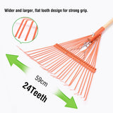 Flexible Lawn Rake 24Teeth Wood Handle