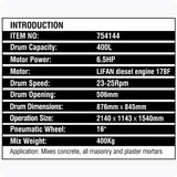 400L Diesel Concrete Mixer