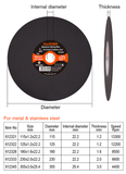 115mm - 355mm x1.2x22.2MM Abrasive Cutting Disc (Metal & Stainless Steel)