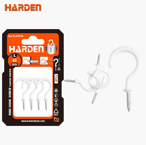 4Pcs 1-1/4" Ring Hook Screw Set Plastic Coated