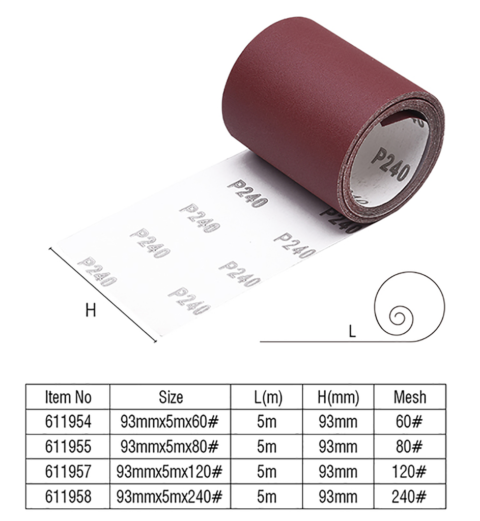 Sanding Rope 93mm x 5m x 60#, 80#, 120#, 240# Abrasive Sanding Roll – Harden Tools ...