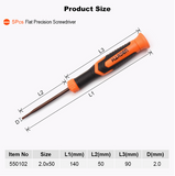 5Pcs 1.4, 2.0, 4.0 X 50mm Flat Precision Screwdriver