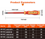 Insulated Slotted Screwdriver 2.5*75, 3.0*100, 5.5*125, 6.5*150