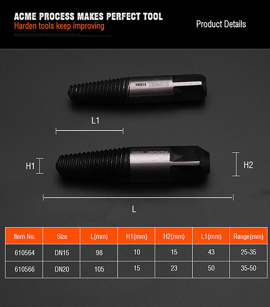 DN15 / M25 - M35, DN20 / M35 - M50 Pipe Thread Extractor – Harden Tools ...