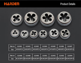 Harden M4,M5,M6,M8,M10,M12 Metric Round Die