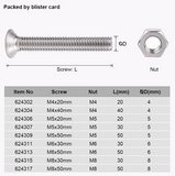 M4,M5,M6,M8 Countersunk Head Flat Bolt Nut Set