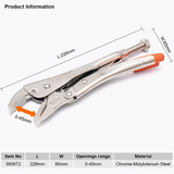 10" Curved, Straight Jaw Lock-Grip Plier