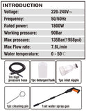 1400W/105Bar, 1800W/135Bar Portable High Pressure Washer